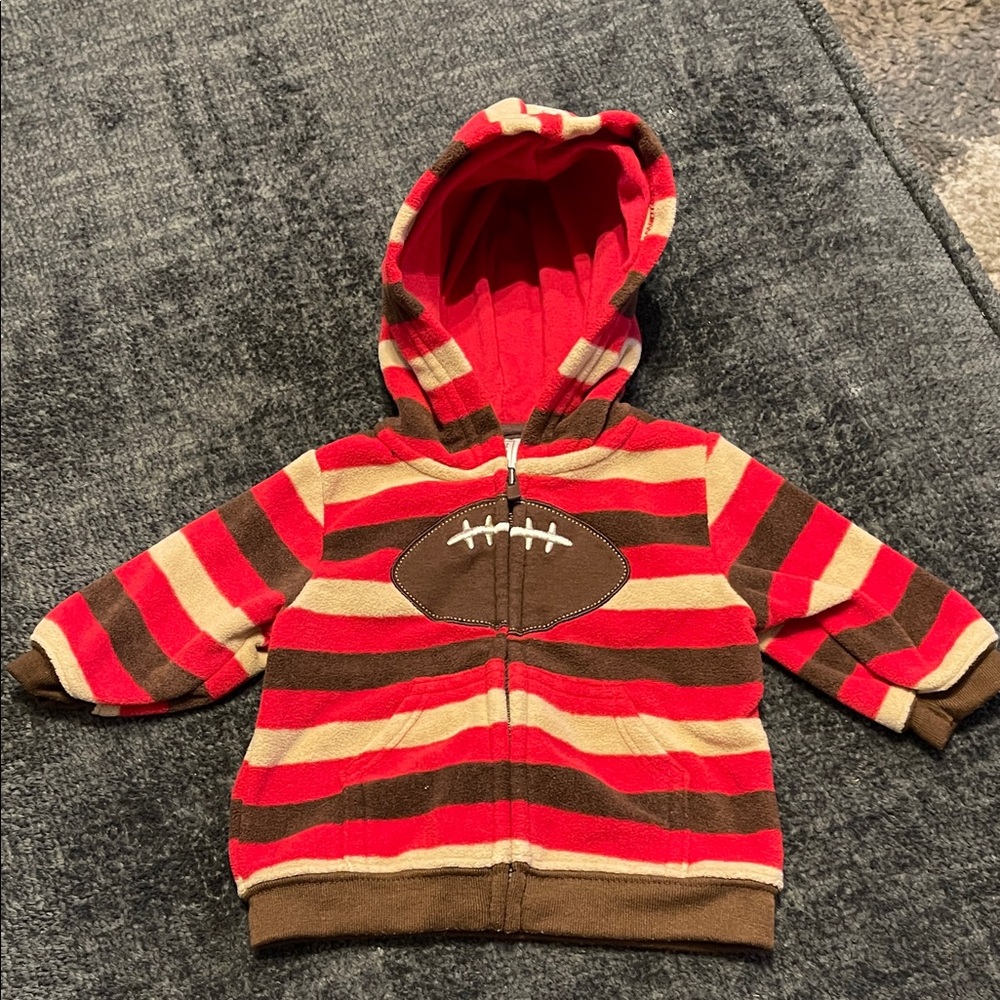 Kids Striped Hoodie with Football Design